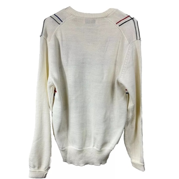 Vintage 80s 90s Antigua Size Medium V-Neck Sweater Plaid Palm Beach Crest Tennis - Picture 2 of 7